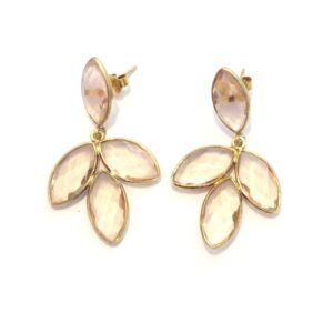 Three leaf gem drop earrings